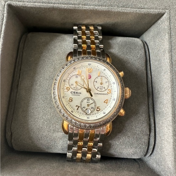 Michele Accessories - Michele Two Tone Diamond CSX 33MM Watch